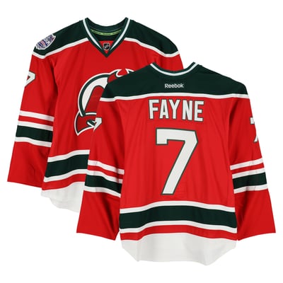Mark Fayne New Jersey Devils Fanatics Authentic Practice-Used #7 Red Jersey vs. New York Rangers on January 26, 2014 