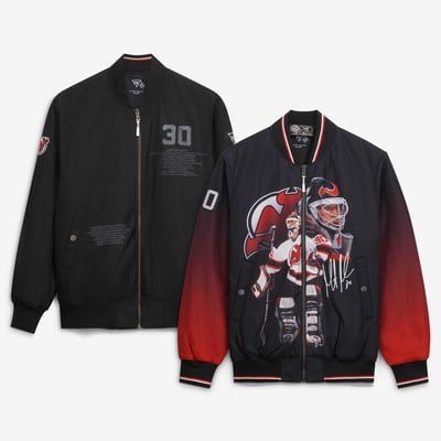 Martin Brodeur New Jersey Devils AW Chang Reversible Full-Zip Bomber Jacket - Black