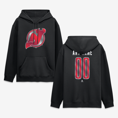 New Jersey Devils Big & Tall Forged Mascot Personalized Name & Number Hoodie - Black