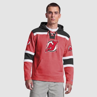  New Jersey Devils Champion Lacer Fleece Hockey Hoodie - Red