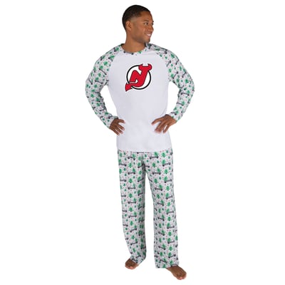 New Jersey Devils Concepts Sport Frostbite Holiday Pajama Set - White
