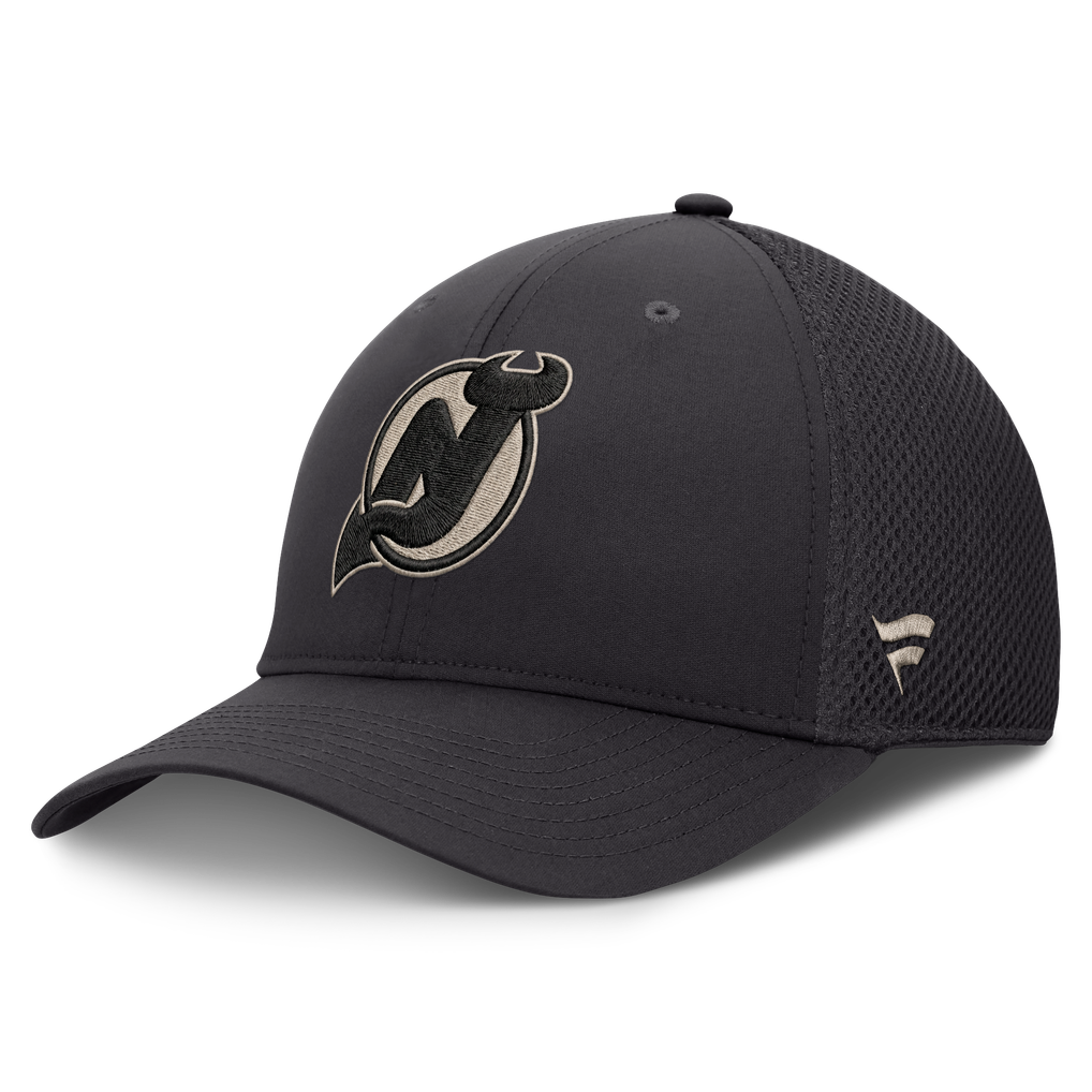 New Jersey Devils Fanatics Authentic Pro Road Meshback Stretch Hat - Charcoal