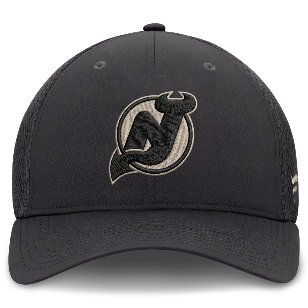 New Jersey Devils Fanatics Authentic Pro Road Meshback Stretch Hat - Charcoal