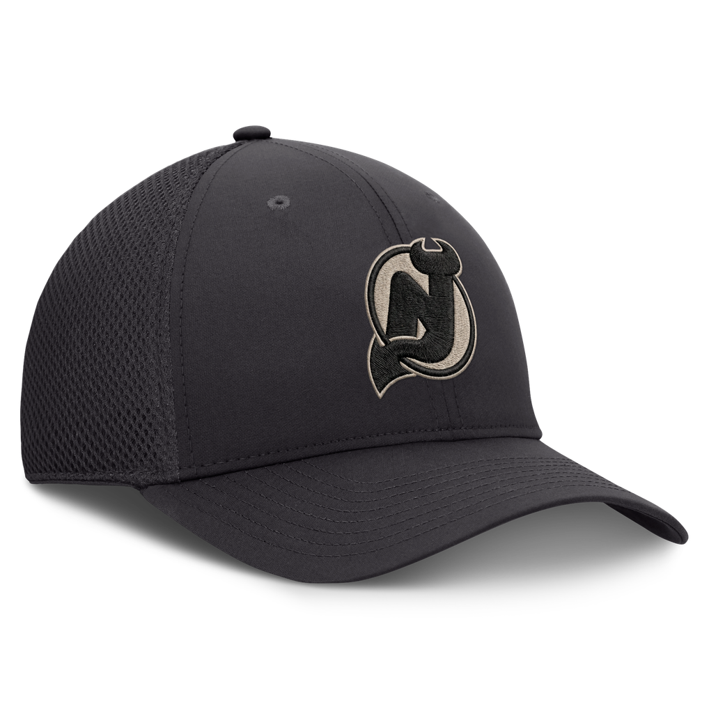 New Jersey Devils Fanatics Authentic Pro Road Meshback Stretch Hat - Charcoal