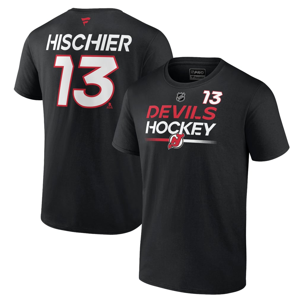 Nico Hischier New Jersey Devils Fanatics   Authentic Pro Prime Name & Number T-Shirt - Black