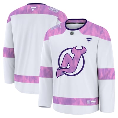  New Jersey Devils Fanatics Hockey Fights Cancer Practice Jersey - White
