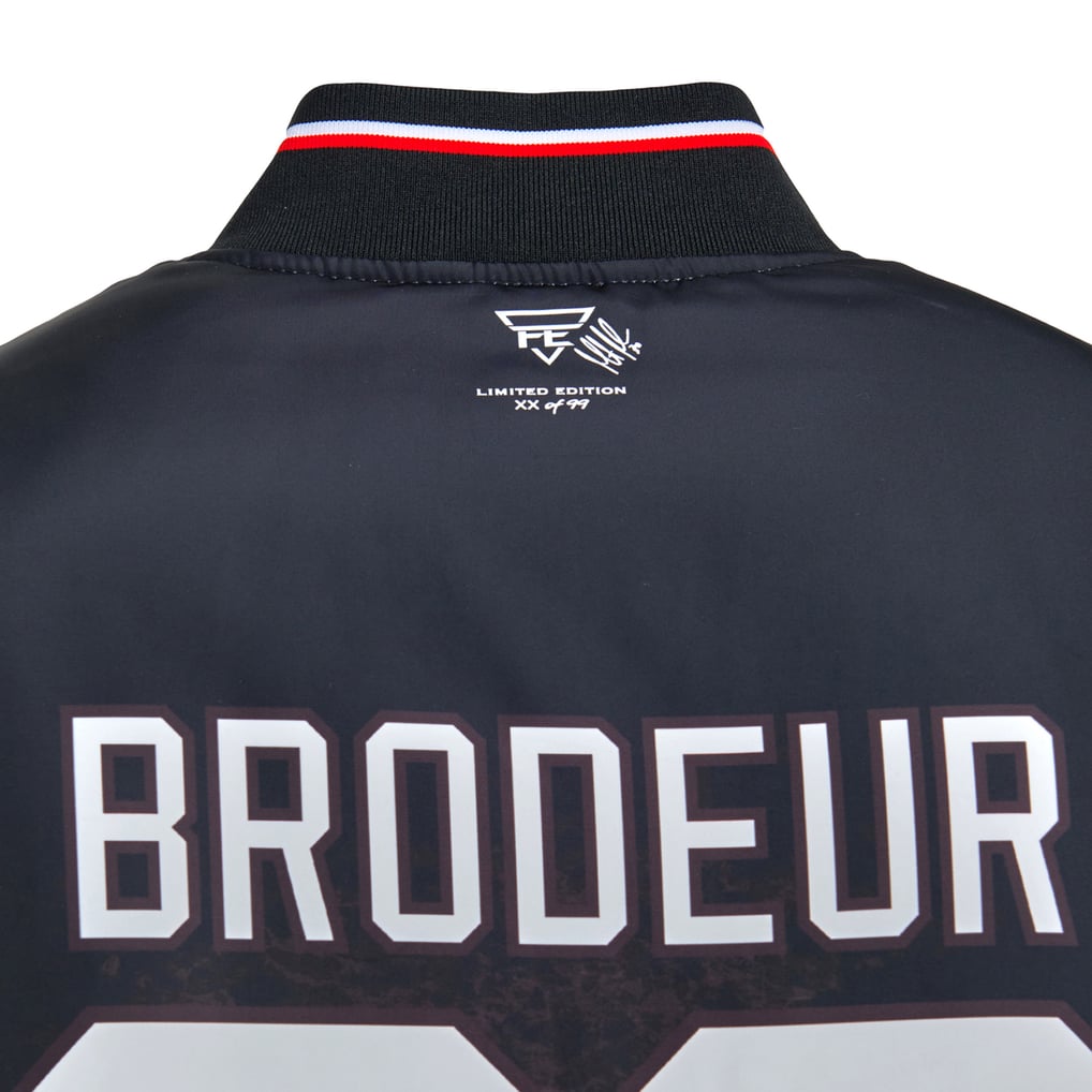 Martin Brodeur New Jersey Devils FE Reversible Full-Zip Bomber Jacket - Black