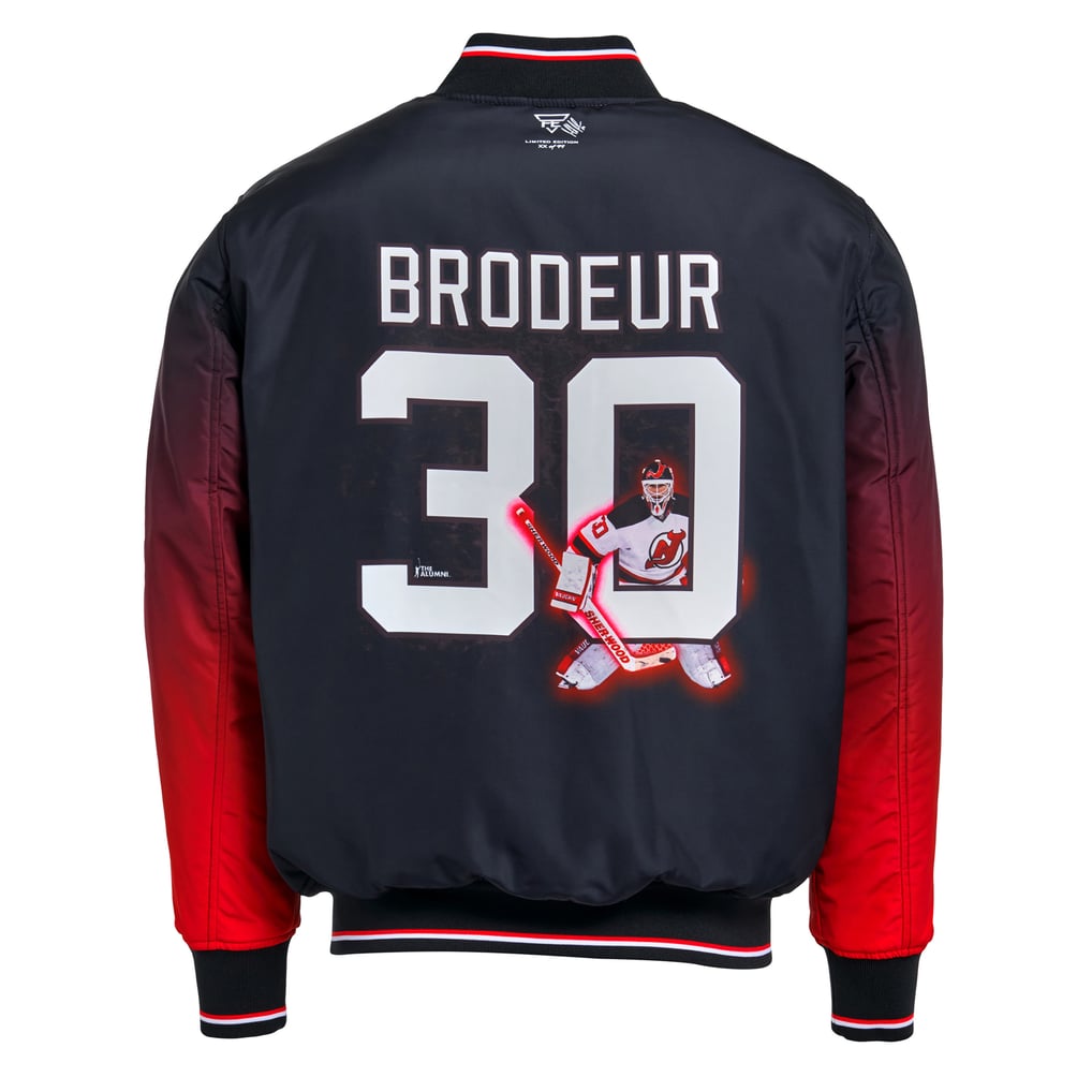 Martin Brodeur New Jersey Devils FE Reversible Full-Zip Bomber Jacket - Black