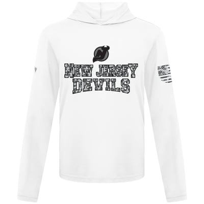 New Jersey Devils Levelwear Anthem Camo Long Sleeve Hooded T-Shirt - White
