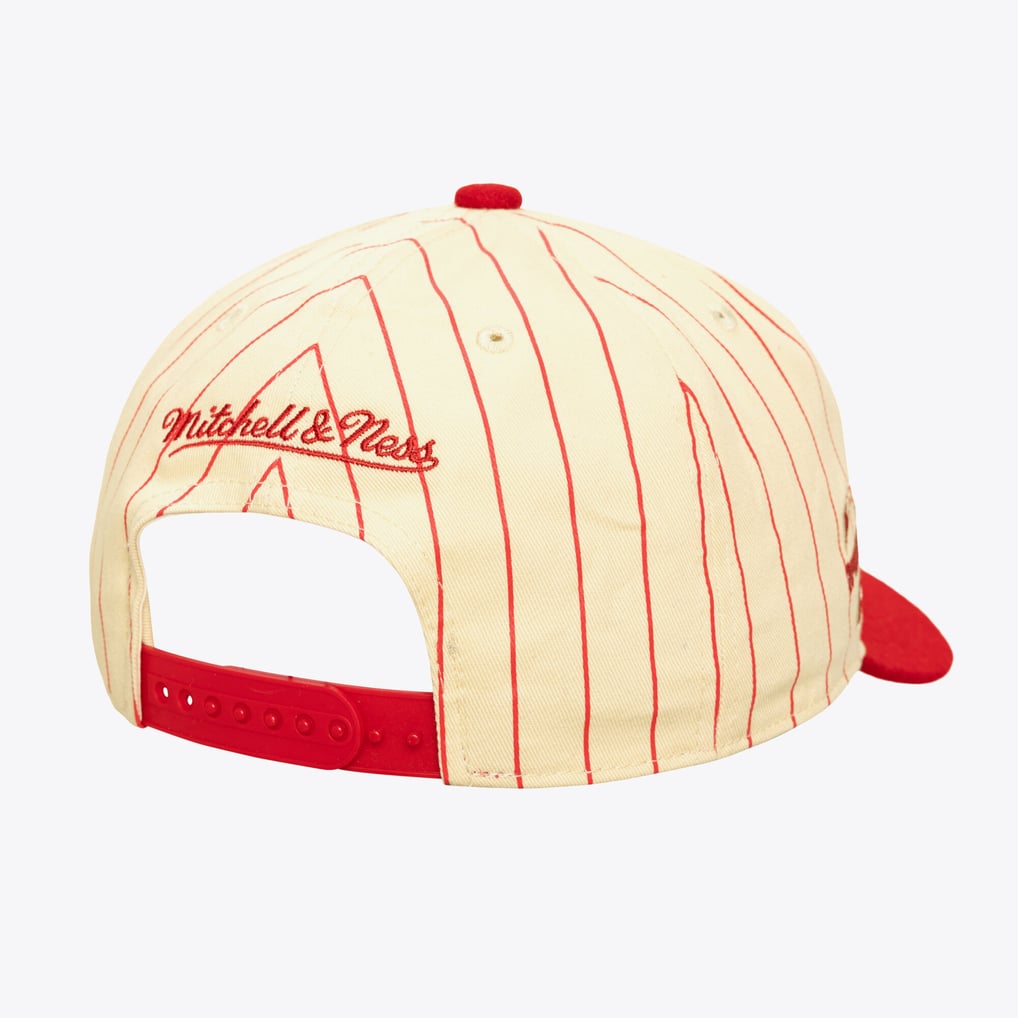  New Jersey Devils Mitchell & Ness Retro Roots Vintage Stripe Pro Adjustable Hat - Cream