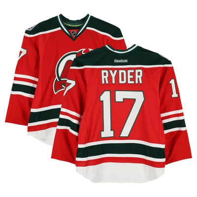 Michael Ryder New Jersey Devils Fanatics Authentic Practice-Used #17 Red Jersey vs. New York Rangers on January 26, 2014 