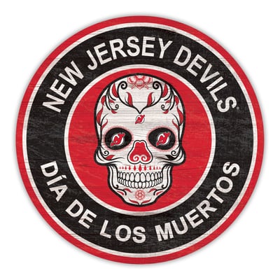New Jersey Devils 12" Sugar Skull Circle Sign