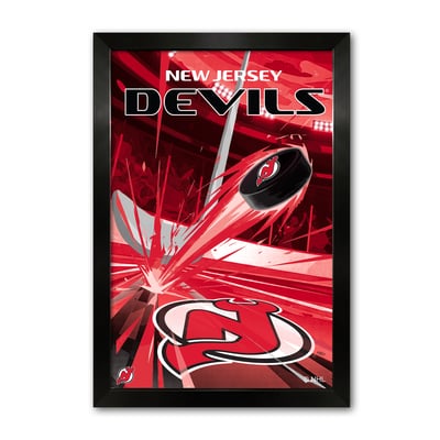 New Jersey Devils 27" x 39" Framed Hockey Puck Blast Art Print