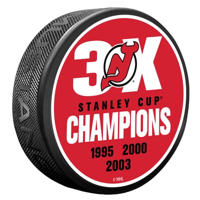 New Jersey Devils 3X Champions Hockey Puck