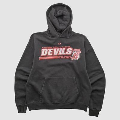 New Jersey Devils Majestic 2000s Hooded Pullover Sweatshirt - Black - M by Fanatics Real Vintage