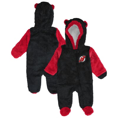 New Jersey Devils Outerstuff Newborn & Infant Stay Napping Fleece Bunting Full-Zip Sleeper - Black