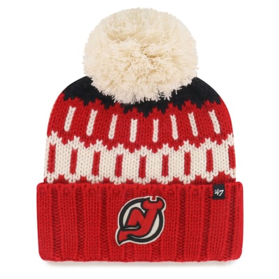 New Jersey Devils '47 Women's Felicity Cuffed Knit Hat with Pom - Red