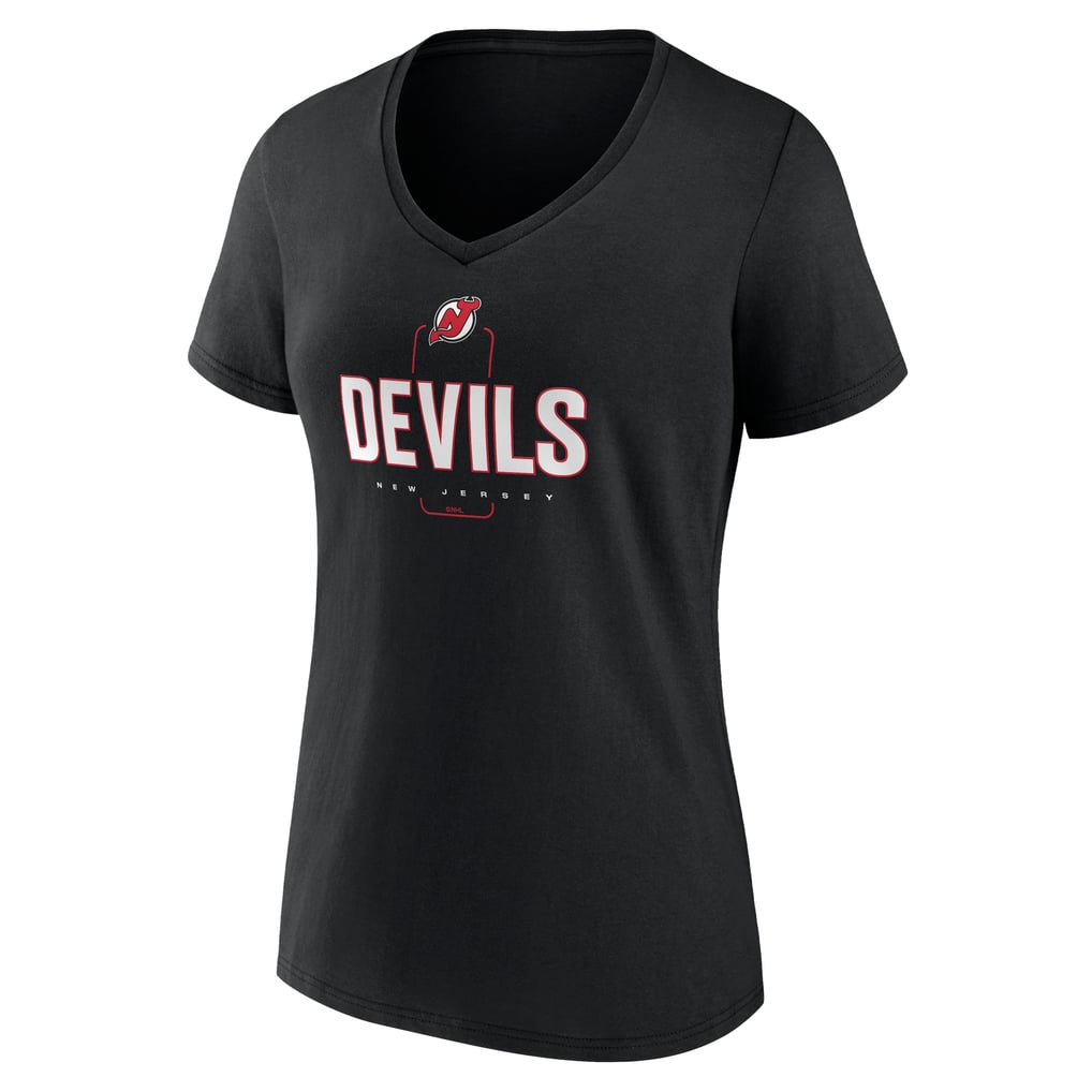 New Jersey Devils Women's Personalized Name & Number Midfielder V-Neck T-Shirt - Black