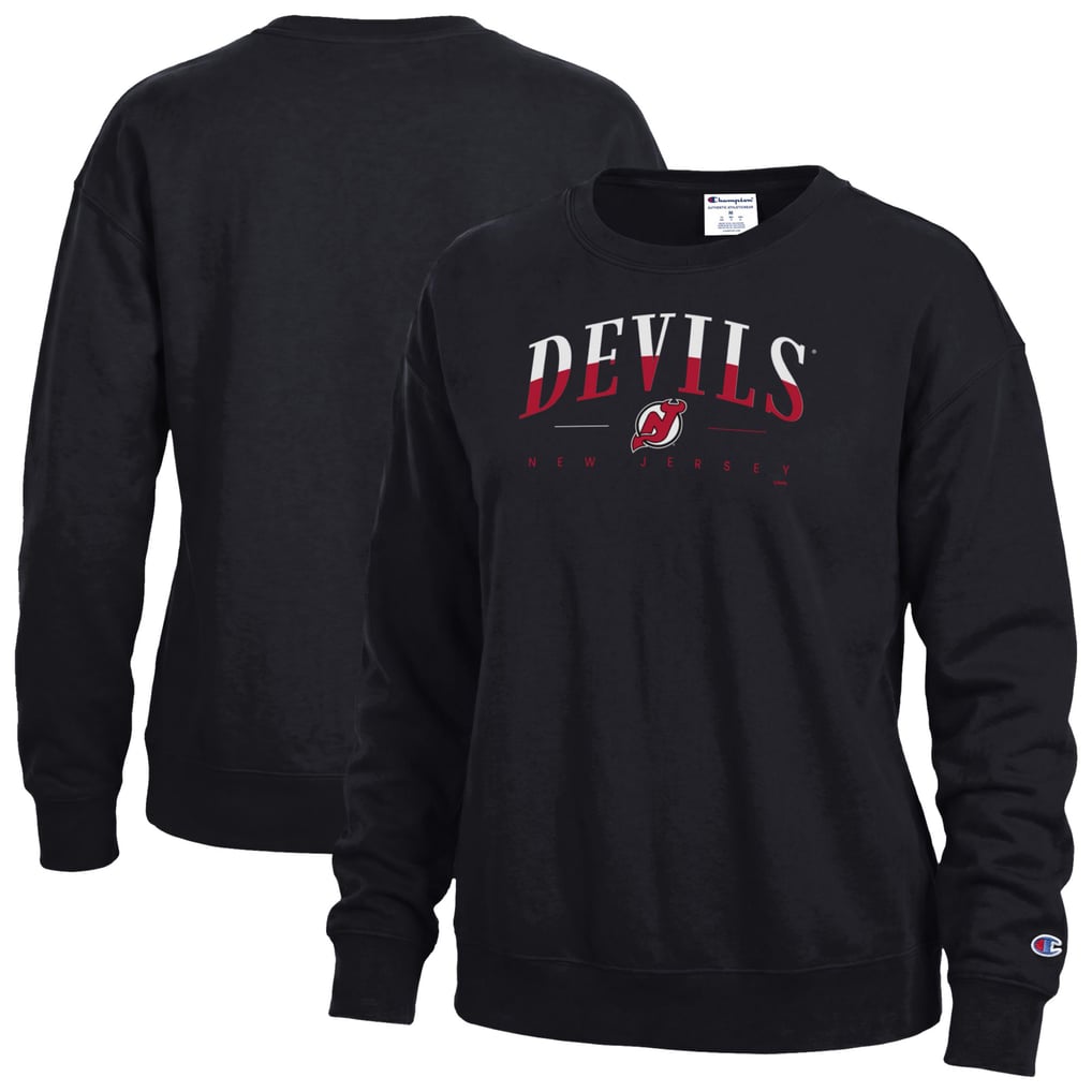 New Jersey Devils Champion Women's  Split Color Text Sweatshirt - Black