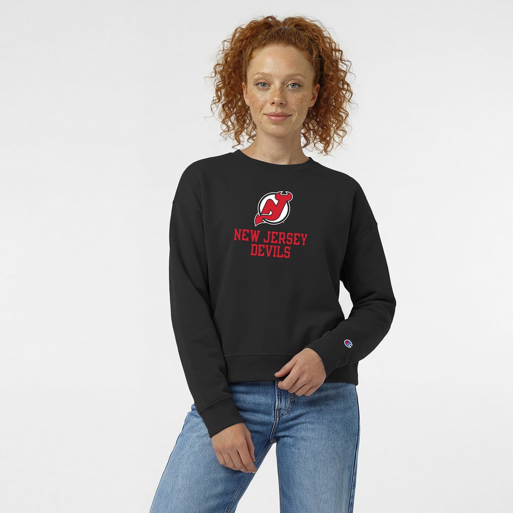  New Jersey Devils Champion Women's Wordmark Lockup Powerblend Sweatshirt - Black