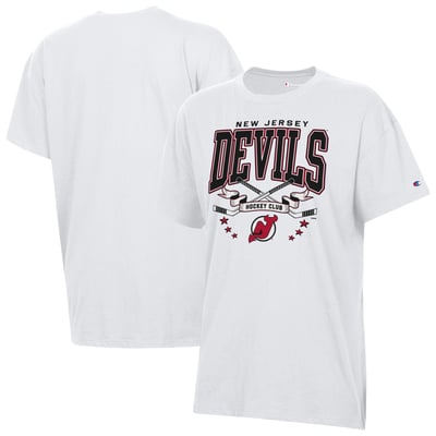 New Jersey Devils Champion Women's  Crossing Sticks Oversized T-Shirt - White