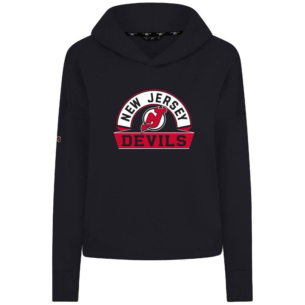  New Jersey Devils Levelwear Women's Sweet Banner Arch Tri-Blend Cropped Pullover Hoodie - Black