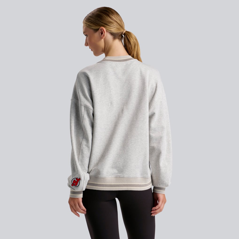New Jersey Devils lululemon Women's Perfectly Oversized Hip-Length Ringer Sweatshirt - Heathered Core Ultra Light Grey