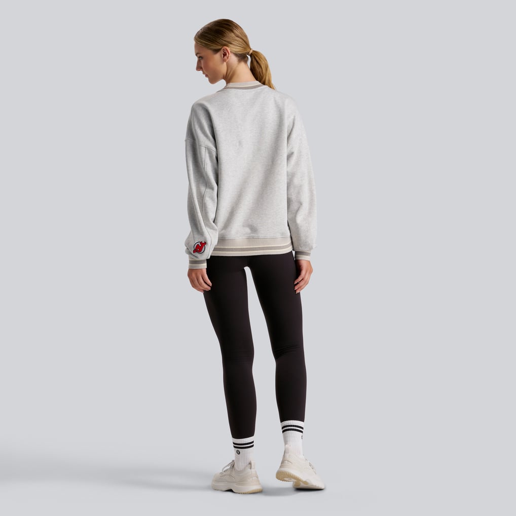 New Jersey Devils lululemon Women's Perfectly Oversized Hip-Length Ringer Sweatshirt - Heathered Core Ultra Light Grey