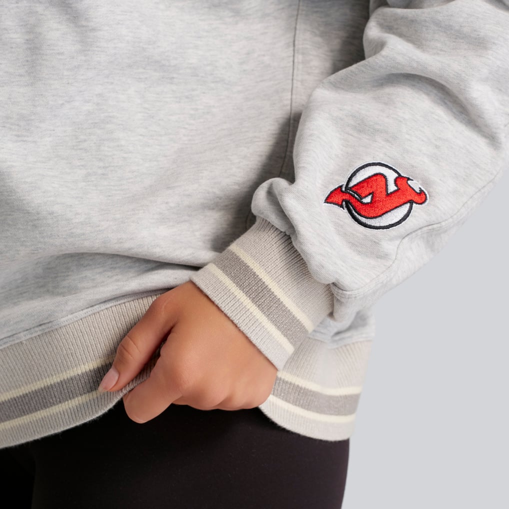 New Jersey Devils lululemon Women's Perfectly Oversized Hip-Length Ringer Sweatshirt - Heathered Core Ultra Light Grey