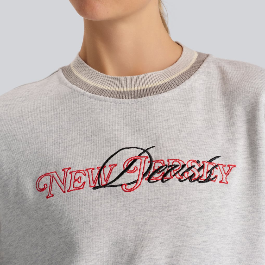 New Jersey Devils lululemon Women's Perfectly Oversized Hip-Length Ringer Sweatshirt - Heathered Core Ultra Light Grey