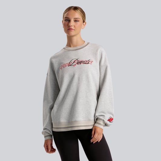 New Jersey Devils lululemon Women's Perfectly Oversized Hip-Length Ringer Sweatshirt - Heathered Core Ultra Light Grey