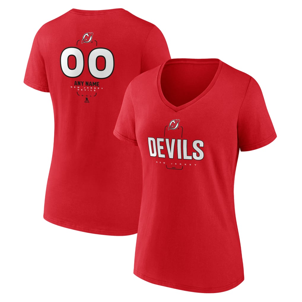 New Jersey Devils Women's Personalized Name & Number Midfielder V-Neck T-Shirt - Red