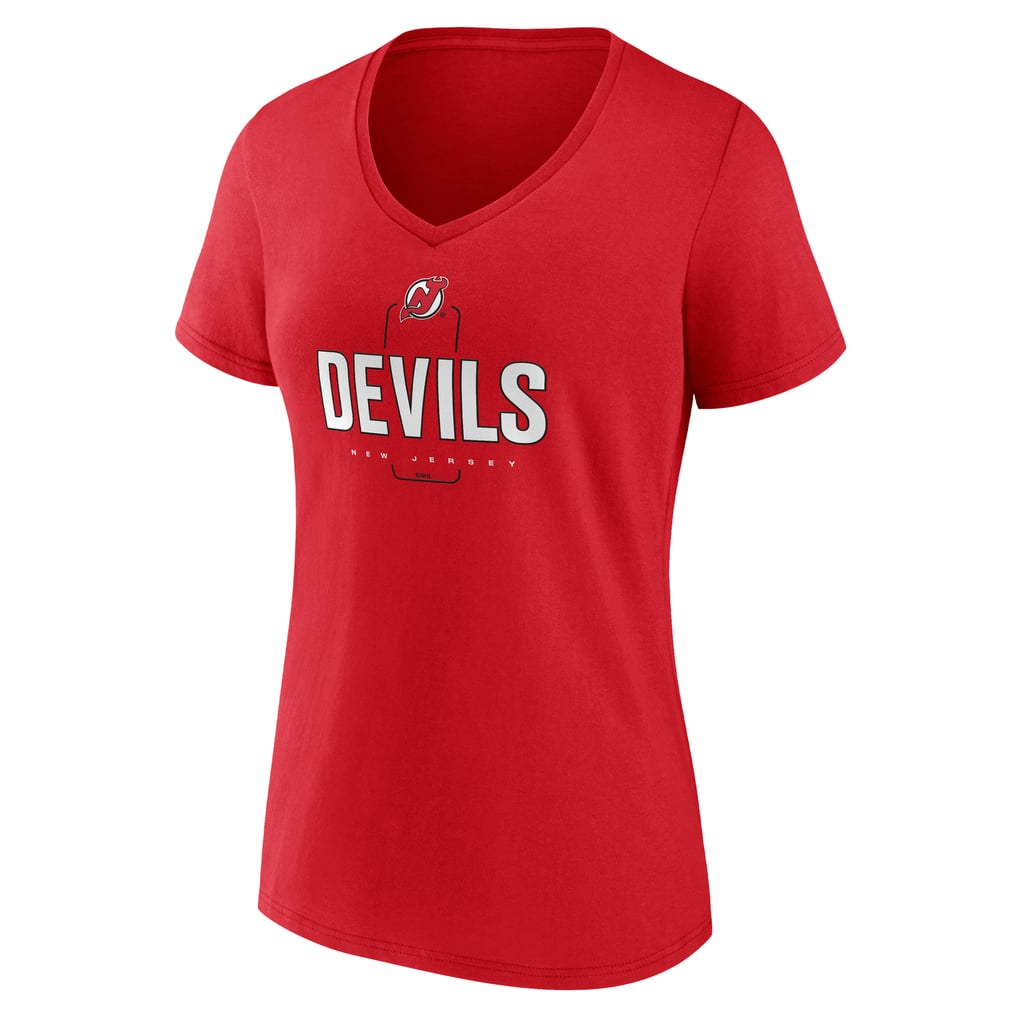 New Jersey Devils Women's Personalized Name & Number Midfielder V-Neck T-Shirt - Red