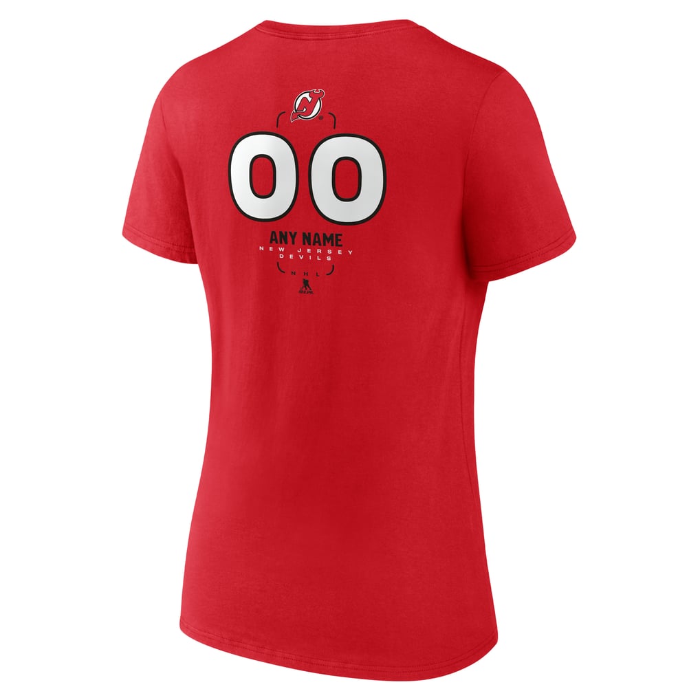 New Jersey Devils Women's Personalized Name & Number Midfielder V-Neck T-Shirt - Red