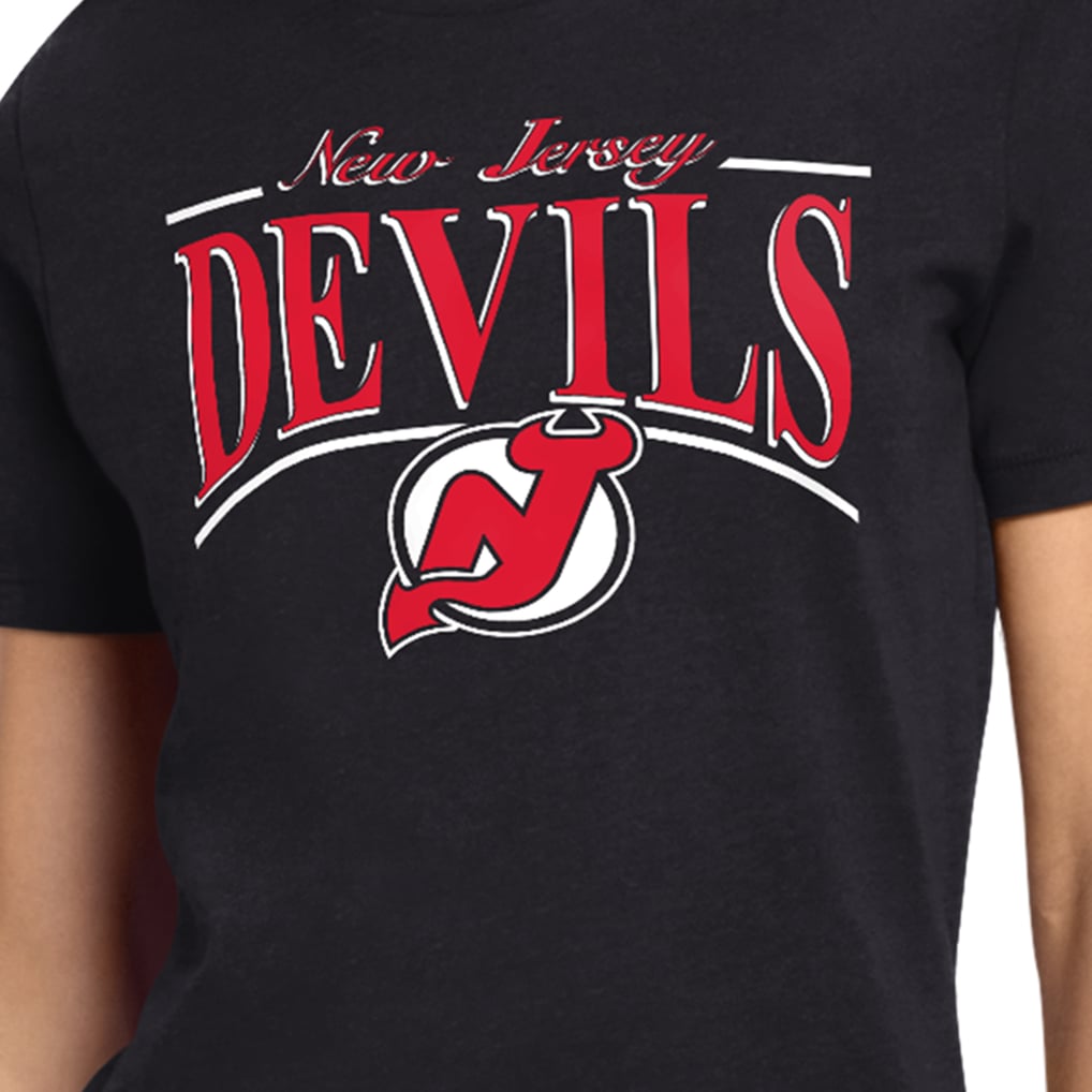 New Jersey Devils Starter Women's Arch Stripe T-Shirt - Black