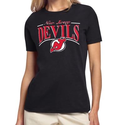 New Jersey Devils Starter Women's Arch Stripe T-Shirt - Black