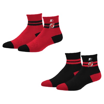 New Jersey Devils Starter Women's Cozy Cuff Stripes Quarter-Length Plush Socks