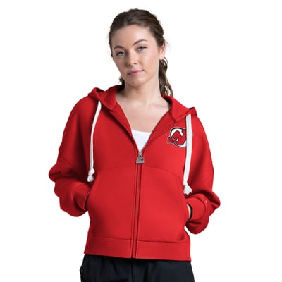 New Jersey Devils Starter Women's Hail Mary Full-Zip Hoodie - Red