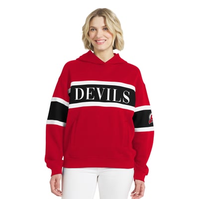 New Jersey Devils WEAR by Erin Andrews Women's Colorblock Stripe Hoodie - Red