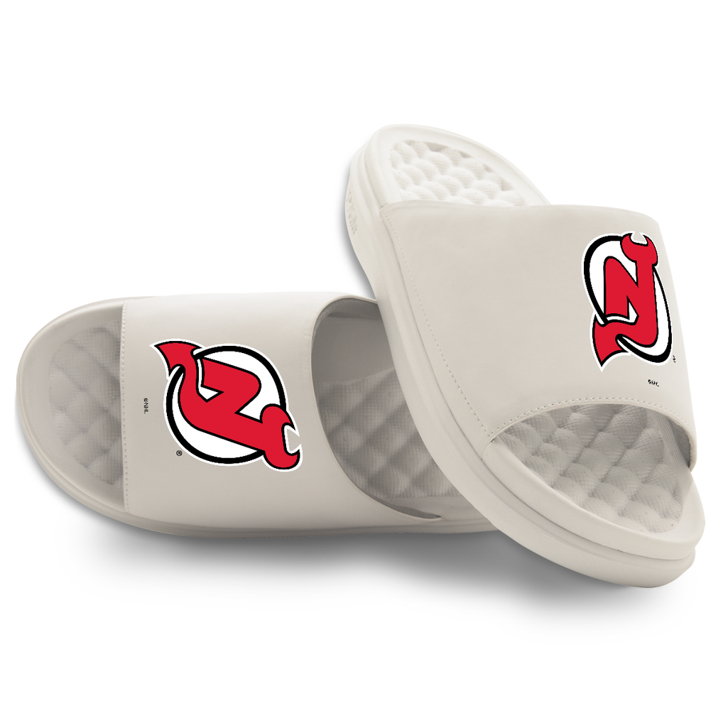 New Jersey Devils ISlide Youth Primary Motive Slide Sandals - Cream