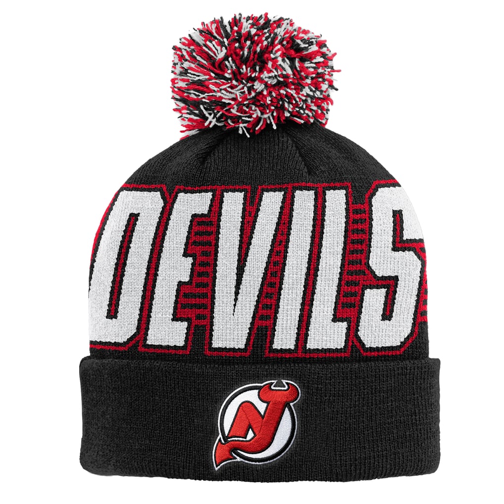 New Jersey Devils Outerstuff Youth Cuffed Knit Hat with Pom - Black