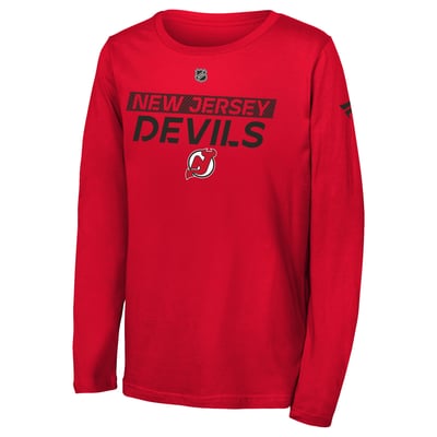  New Jersey Devils Outerstuff Youth Wordmark Long Sleeve T-Shirt - Red
