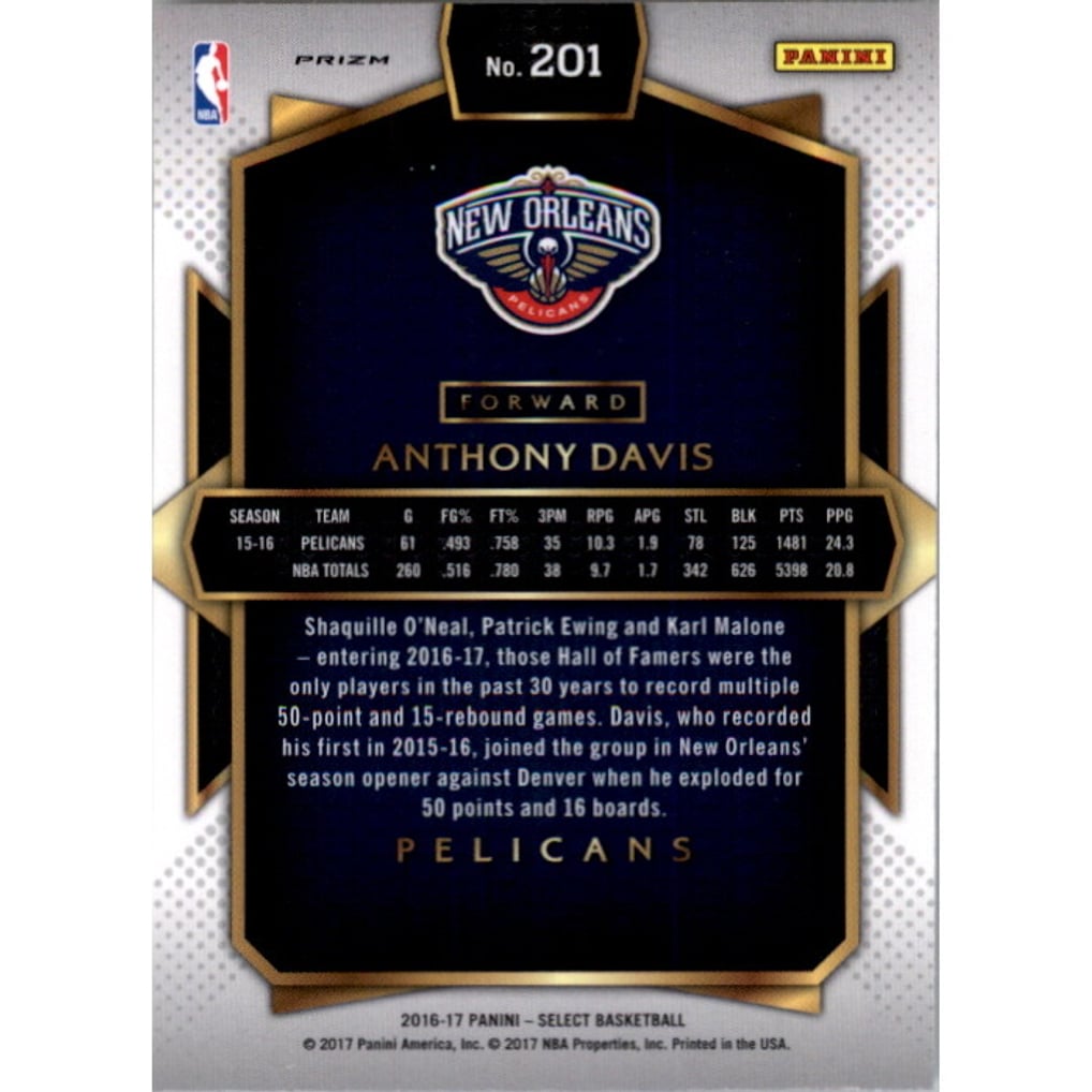 2016-17 Select Prizms Silver #201 Anthony Davis