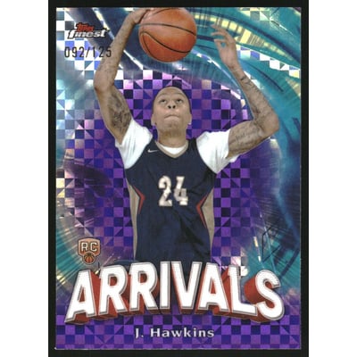 2023-24 Finest Arrivals Purple Checkerboard Refractors #A16 Jordan Hawkins