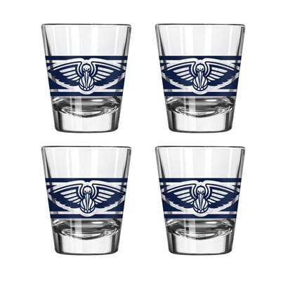 New Orleans Pelicans Logo Brands Four-Piece Stripe Shot Glass Set