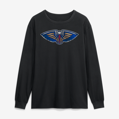 New Orleans Pelicans  Metallic Mascot Long Sleeve T-Shirt - Black