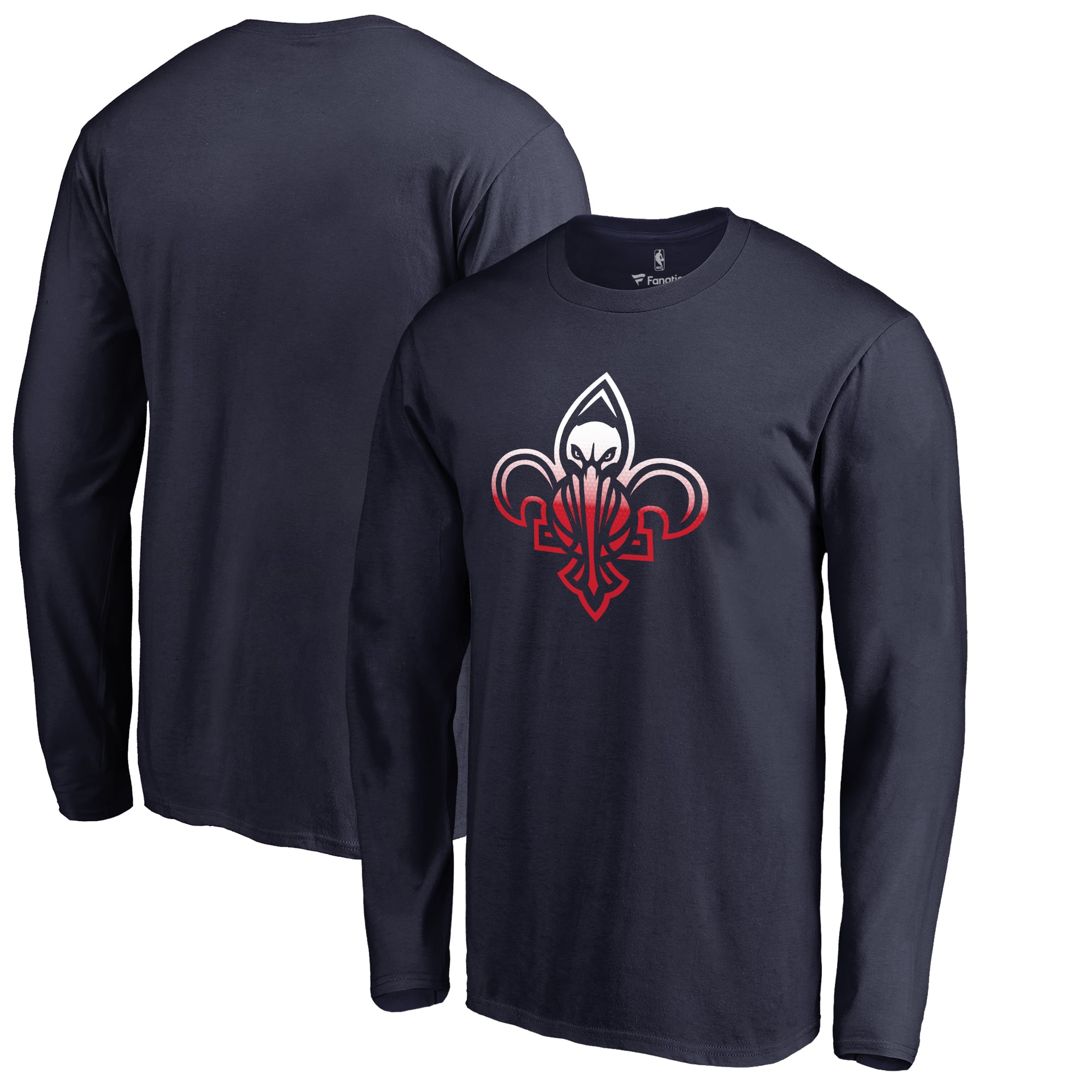Men's New Orleans Pelicans Navy Gradient Logo Long Sleeve T-Shirt