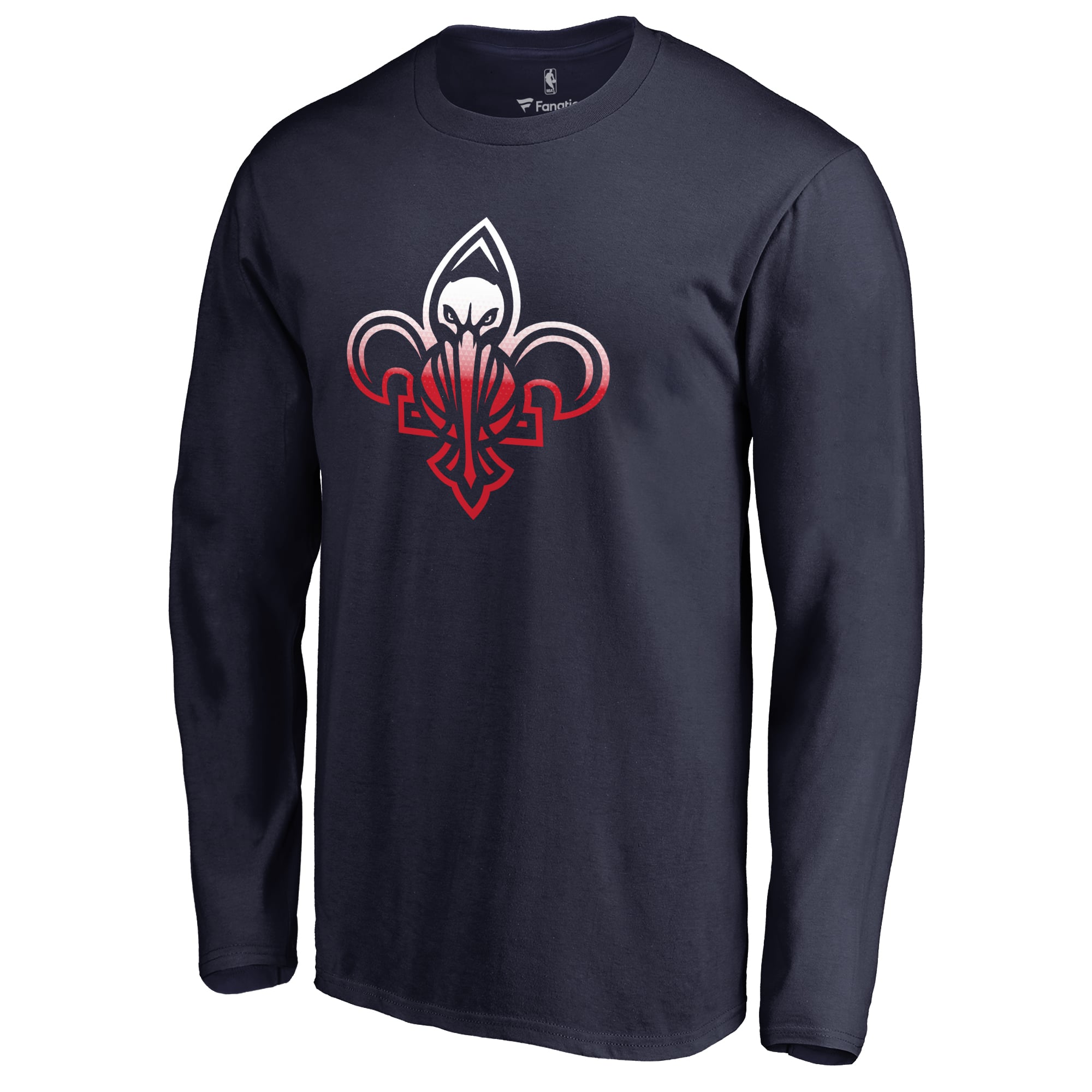 Men's New Orleans Pelicans Navy Gradient Logo Long Sleeve T-Shirt