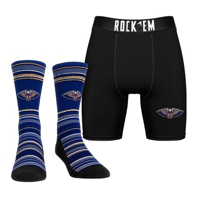  New Orleans Pelicans Rock Em Primary Crew Socks & Boxer Briefs Combo Pack