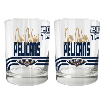 New Orleans Pelicans Two-Piece 12oz. Heritage Rocks Glass Set